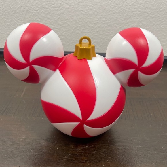 Disney Other - Disney Mickey Mouse Peppermint Swirl Light-Up Christmas Ornament Red White 
8"